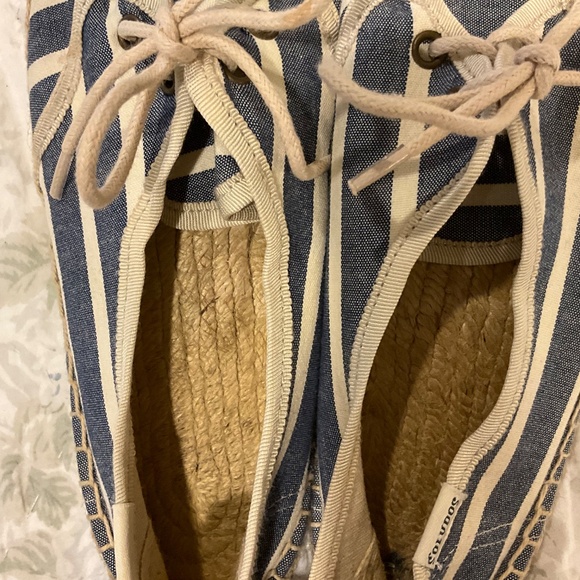 Soludos Blue White Stripe Original Classic Espadrilles Lace Tie Up Size 9 - Picture 9 of 10